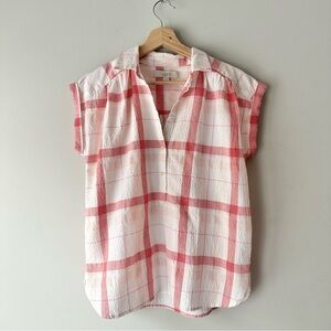 LOFT Plaid Seersucker Button Down Blouse